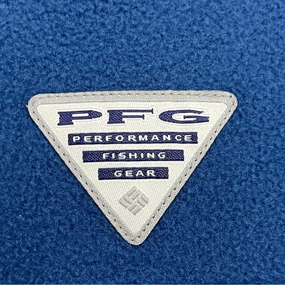 Columbia PFG Shirt Medium Blue Half Snap Fleece Pullover Fishing Outdoor Men - Picture 10 of 15